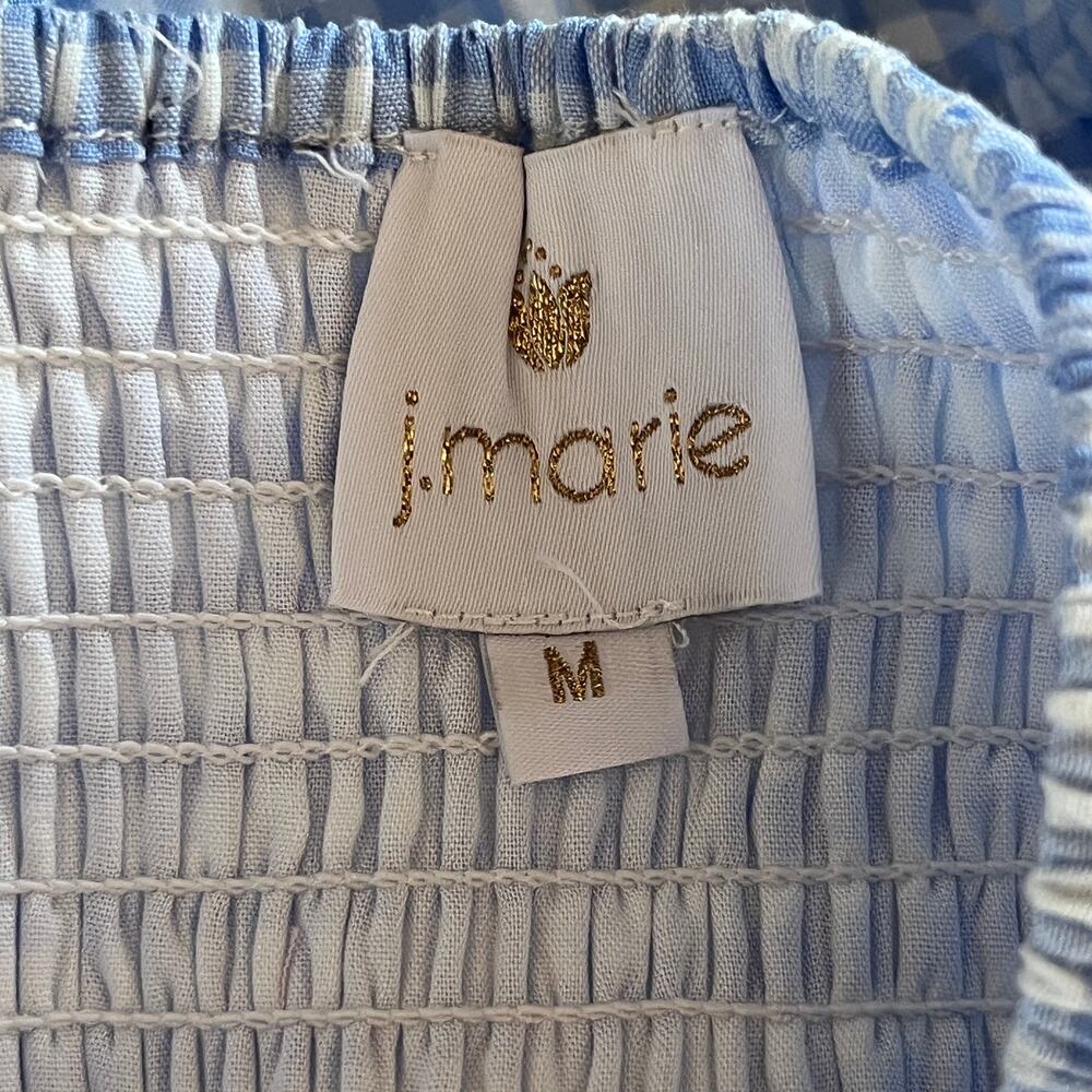 J. Marie Women's Blue White Check Gingham The Dorthy Linen Skirt Medium - Picture 6 of 8